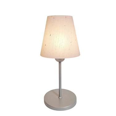 Imagem de Abajur de Mesa Md-2005 Base Aluminio Cinza Cúpula em Tecido Cone Linho Bege - Bivolt