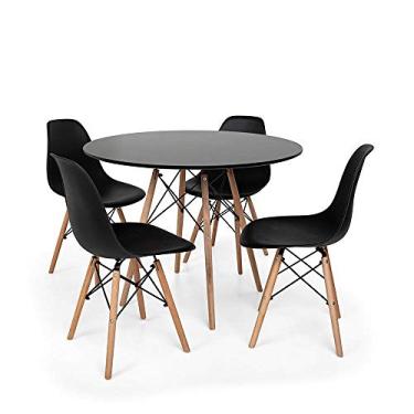 Imagem de kit Mesa Jantar Eiffel 120cm Preta + 4 Cadeiras Charles Eames - Preta