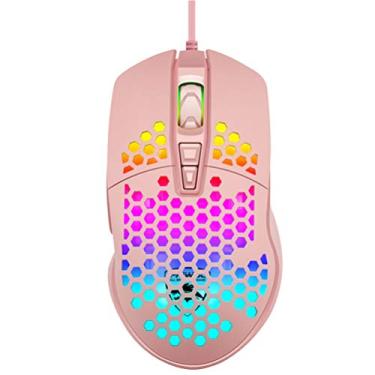 Imagem de 1 Unidade Mouse Oco Para Jogos Mouses De Computador Portátil Notebook Acessório De Computador Usb Com Fio Silencioso Favo De Mel De Luz De Fundo Rgb V9 Mudo Mouse Mecânico Plástico