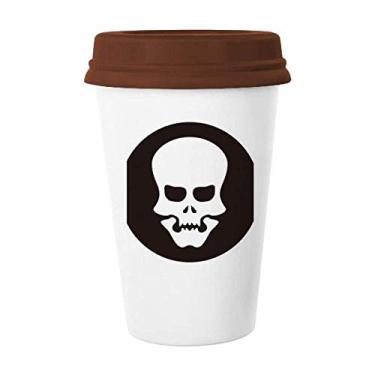 Imagem de Caneca de cerâmica Happy Halloween vazada caveira caneca de café copo copo de cerâmica