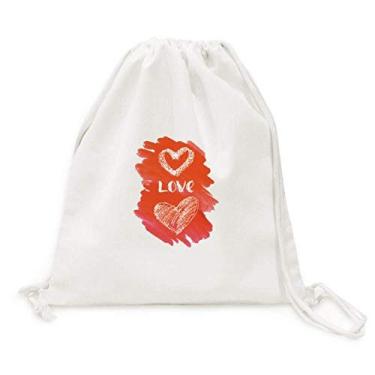Imagem de Mochila Red Love You Heart com citação de escrita à mão e cordão, bolsa de compras, viagem