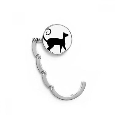 Imagem de Pet Lover Gancho de mesa com desenho de animal de gato preto e gancho de mesa com fecho decorativo dobrável