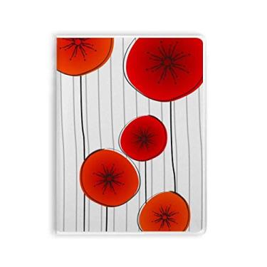 Imagem de Caderno de pintura artística abstrata com flores em círculo vermelho capa de goma Diário capa macia