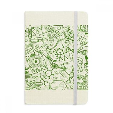 Imagem de Caderno biológico com estrutura de células de microscópio verde, capa dura oficial, diário clássico