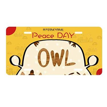 Imagem de DIYthinker Chapéu de vidro de sino, placa de coruja, etiqueta para decoração de carro, dia da paz