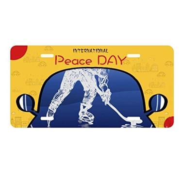 Imagem de DIYthinker Placa de licença de patinação e hóquei no gelo em aquarela para decoração de carro, dia da paz