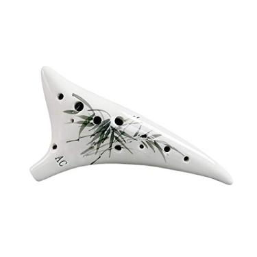 Imagem de Ocarina, Romacci 12 furos Warped-tail Ceramic Ocarina Alto C instrumento musical pintado à mão com cordão Bolsa protetora de partitura musical para amante de música e aprendiz