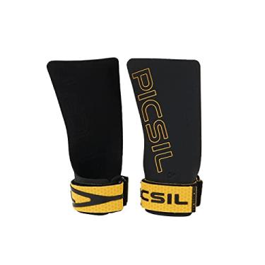 Imagem de PICSIL Golden Eagle Grips sem Dedo, Garras para Treinamento Cruzado, Ginásio, Hand Grips de Ginástica, Luvas Levantamento de Peso, Previne Bolhas e Lágrimas, Aumento da Retenção de Magnésio, Unisexo (G (S-M), Ouro)