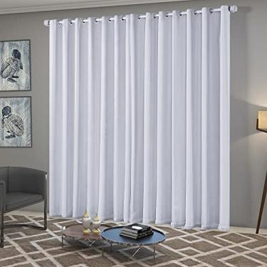 Imagem de Cortina Blackout/Bleucate de Tecido Corta Para Luz Quarto e Sala 4,00m x 2,50m Altura com Ilhós Cromado Solaris - Gelo