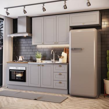 Imagem de Cozinha 4 Peças Com Módulo De Forno De Embutir Amy Casa 812 - Cinza