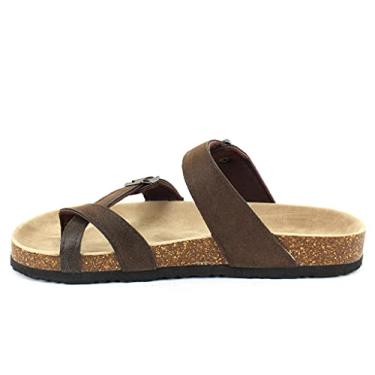 Imagem de Outwoods Sandália feminina de couro vegano Bork-30 com laço, Nobuck marrom, 9