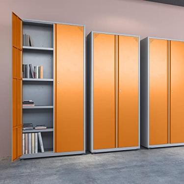 Imagem de Armário 2 Portas 4 Prateleiras Aço Ap402sl Pandin Móveis Cinza/laranja Picasso