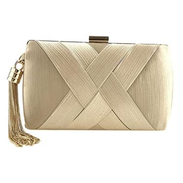 Imagem de Colaxi Bolsa feminina elegante com pingente para noite de casamento, Dourado, 20x8x12cm