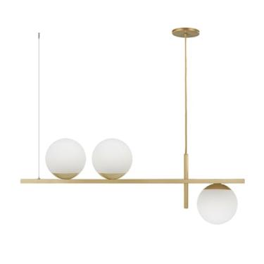 Imagem de Pendente Jabuticaba Dourado Vidro Globo Fosco Sala Mesa