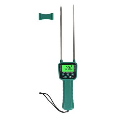 Imagem de Jeanoko Detector de vazamento de água testador de umidade digital medidor de umidade digital testador de umidade de feno, medidor de umidade de feno portátil fácil operação alta precisão desligamento automático transmissão de voz tipo pino de trigo