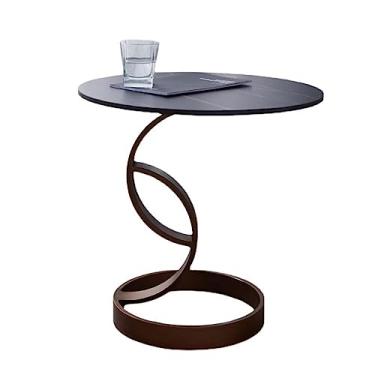 Imagem de Mesa de centro mesa lateral de sofá, mesa de canto redonda pequena para pequenos espaços, mesa de destaque interna ao ar livre, mesa de café mesa de coquetel mesa de cabeceira para sala de estar quarto varanda mesas de canto de escritório (cor: Bl
