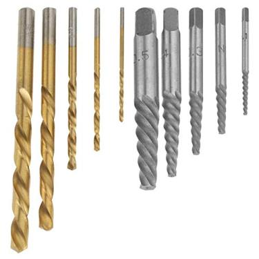 Imagem de Jogo do Removedor do Parafuso de 10 Pces Com Bocados de Broca do Cobalto Mão Esquerda, Conjunto Fácil para Fora do Extrator do Parafuso para Remover Parafusos, Parafusos e Pinos