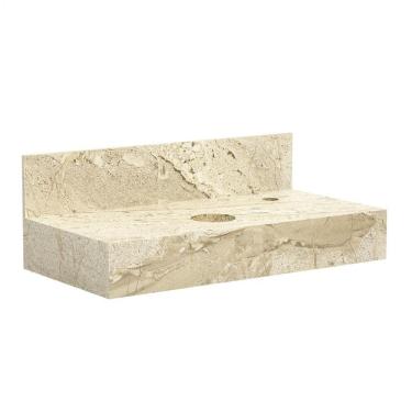 Imagem de Bancada em Porcelanato para Banheiro 80cm Pró para Cuba de Apoio Blu Travertino