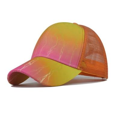 Imagem de HDiGit Boné de beisebol tie-dye moderno para homens chapéu de sol de algodão moderno boné esportivo unissex, Amarelo, G