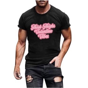 Imagem de Camisetas masculinas de algodão para dia dos namorados para casais camisetas gráficas masculinas manga curta amor casal, A1-#preto (masculino), GG