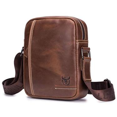 Imagem de Bolsa masculina de couro genuíno bolsa tiracolo para uso diário casual bolsa carteiro
