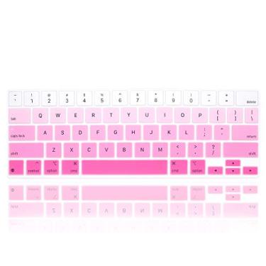 Imagem de MMDW Capa de silicone Magic Keyboard Skin para iPad Pro 12,9 polegadas Magic Keyboard (4ª geração) modelo 2020 MXQU2LL/A, para iPad Pro 12.9 acessórios de protetor de teclado, rosa gradiente