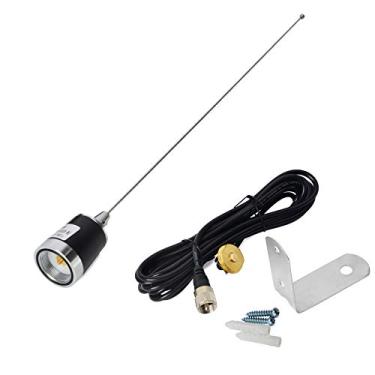 Imagem de HYS Antena UHF VHF 2 metros 70 cm 53.3 cm NMO com suporte NMO 4 metros (13,1 pés) PL259 (UHF macho) RG58 cabo coaxial e suporte de para-lama em forma de L para transceptor de rádio móvel de caminhão