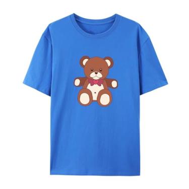 Imagem de Camiseta Love Graphics para homens e mulheres Urso Funny Graphic Shirt for Friends Love, Azul, GG