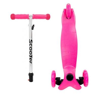 Imagem de Patinete Regulável Infantil 4 Rodinhas Com Led Para Crianças Brinquedo Esporte Até 60Kg