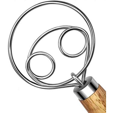 Imagem de Cozinha dinamarquês batedor de massa aço inoxidável sourdough farinha pão cozimento ferramentas estilo holandês misturador mão liquidificador utensílios wisk gancho pastelaria/495