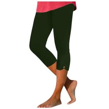 Imagem de Lainuyoah Calça legging feminina cropped de verão capris leve 2024 calça de treino slim confortável calça leve, B-ag, M
