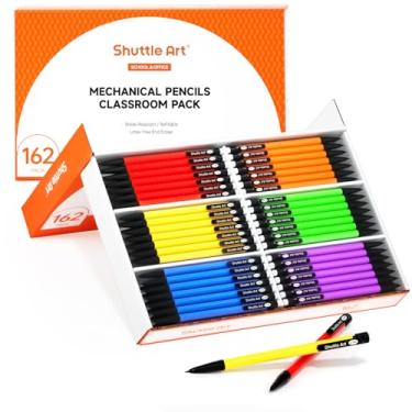 Imagem de Shuttle Art Lápis mecânicos, pacote com 162 lápis mecânicos de 0,7 mm, ponta média, lápis de chumbo HB #2, barris sortidos, material escolar de escritório