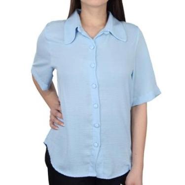 Imagem de Camisa Feminina Milani MC Azul Claro - 348-Feminino