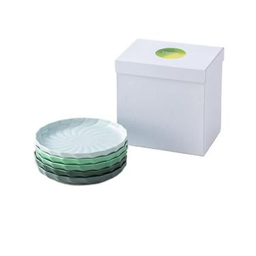 Imagem de XINCHANG Tigela de cereais de cerâmica para cozinha, lava-louças e micro-ondas, tigelas pequenas de sobremesa para molho de sopa, xícara de café (prato de mudança gradual, 5 caixas de presente - verde