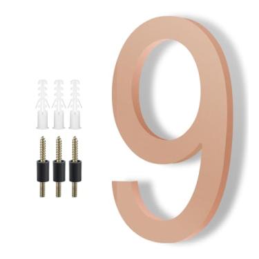 Imagem de DEWEL Números de Casa Modernos Flutuantes de Latão Bronze, 20 cm, Estilo Minimalista, para Exterior, Residencial