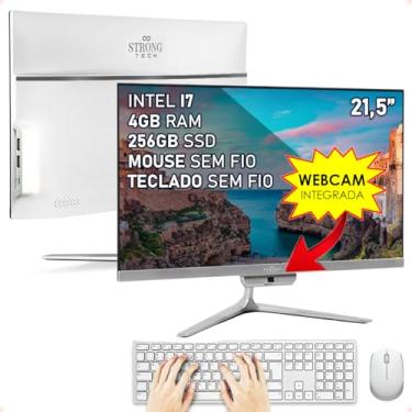 Imagem de Computador Completo All In One Intel Core i7 21,5" 4GB SSD 256GB 4 Núcleos Super Turbo Hdmi Teclado e Mouse Strong Tech