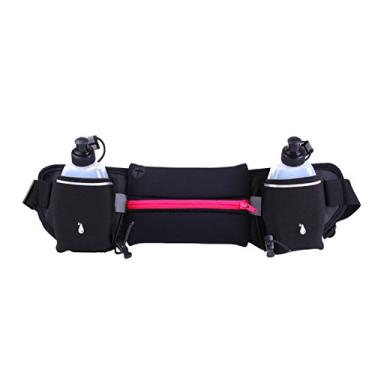 Imagem de Elonglin Cinto de corrida de hidratação ajustável + 2 bolsas de corrida para garrafa de água, cinto para smartphone, celular, tamanho abaixo de 15 cm, maratona, fitness, corrida, ciclismo, viagem,