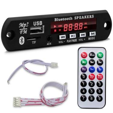Imagem de Placa Decodificadora 5v a 12v Usb Mp3 Fm Aux Tf Bluetooth Rádio P/ Amp