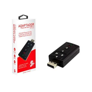 Imagem de Placa De Som Usb 7.1 Entrada P2 Adaptador De Áudio - 5+, 015-0063