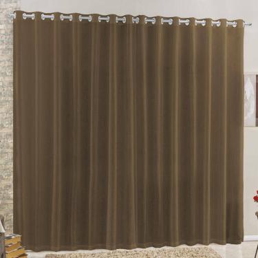 Imagem de Cortina 2 Mts Sala Quarto Voal E Linho Para Trilho Suisso Barata Tabaco