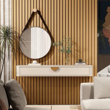 Imagem de Aparador Suspenso Curvo Buriti para Sala de Estar Off White