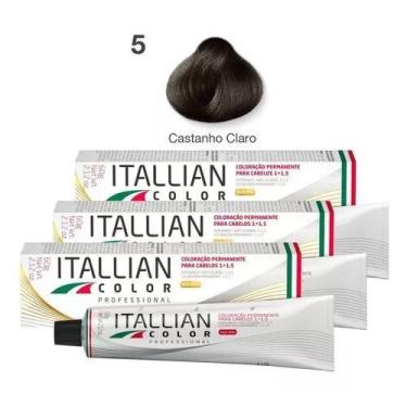 Imagem de Kit 3 Tintas de Cabelo Profissional 5.0 castanho claro Itallian Color 