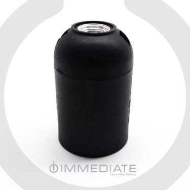 Imagem de Soquete Plástico Liso E-27 Branco e Preto - Immediate, Preto