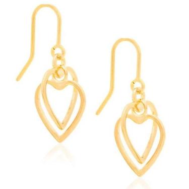 Imagem de Brincos banhado ouro 3x 24k 18k e 22k femininos corações rommanel ganc