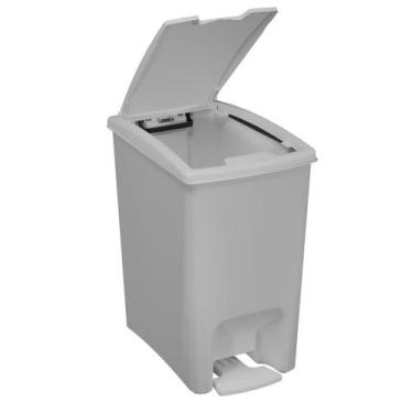 Imagem de Lixeira C/ Pedal Tampa Click Dupla Abertura Branca 10L Astra, Branco