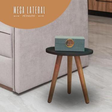 Imagem de Mesa De Canto Redonda Pe Palito Lateral Sofa - Kelan, Preto