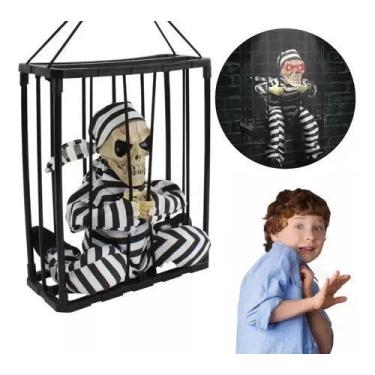 Imagem de Decoração Halloween Caveira Prisioneiro Luz Movimento E Som - Bela Imp