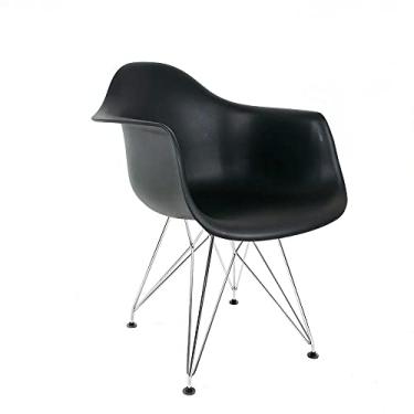 Imagem de Cadeira Eames com Braços Preta - Base Eiffel Cromada