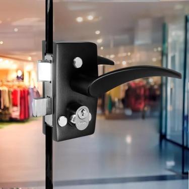 Imagem de Fechadura Maçaneta E Capa 1520 Porta Vidro/Alvenaria Preta - Arouca