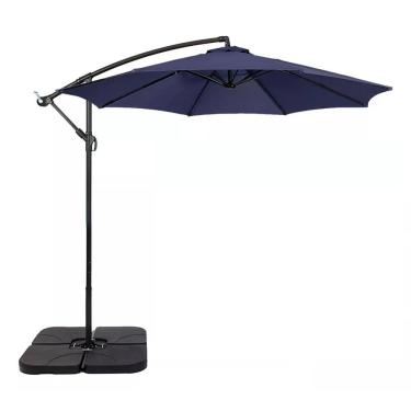 Imagem de Ombrelone Articulado Guarda Sol De Praia Jardim Lateral 3 Metros Azul Base 60l RM Decor